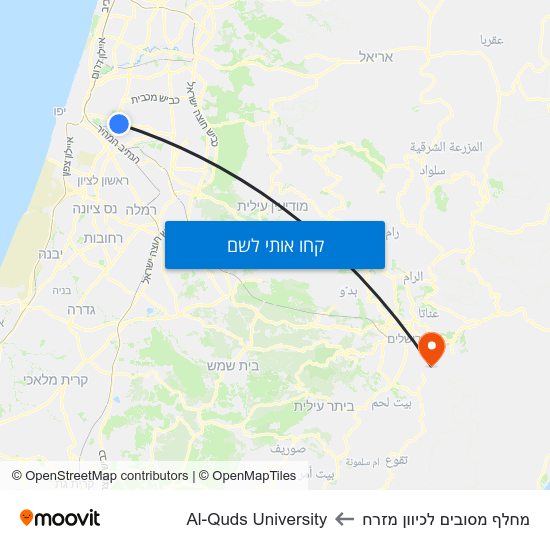 מפת מחלף מסובים   לכיוון מזרח לAl-Quds University