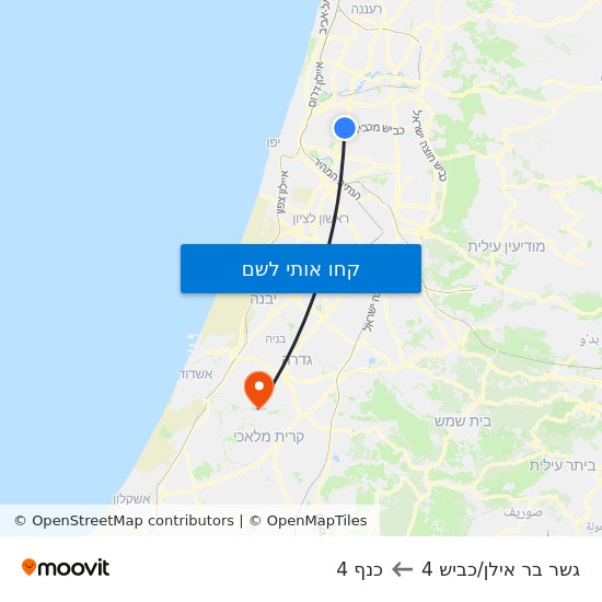 מפת גשר בר אילן/כביש 4 לכנף 4