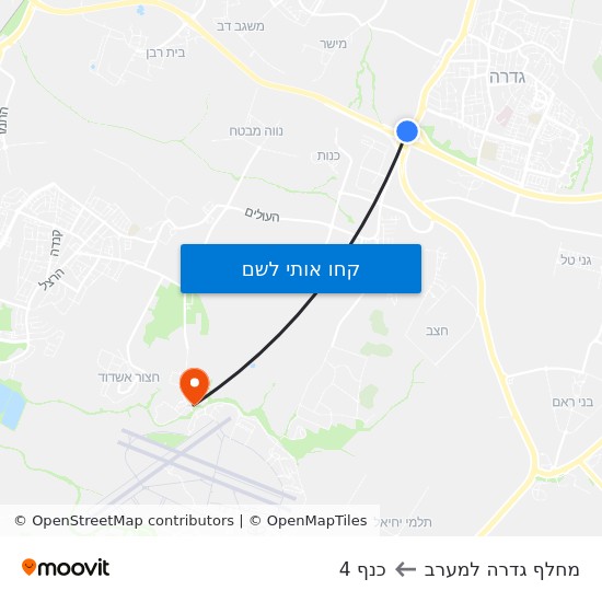מפת מחלף גדרה למערב לכנף 4