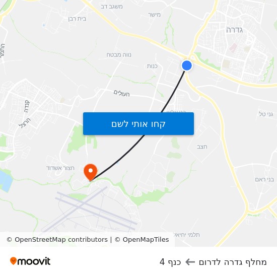 מפת מחלף גדרה לדרום לכנף 4