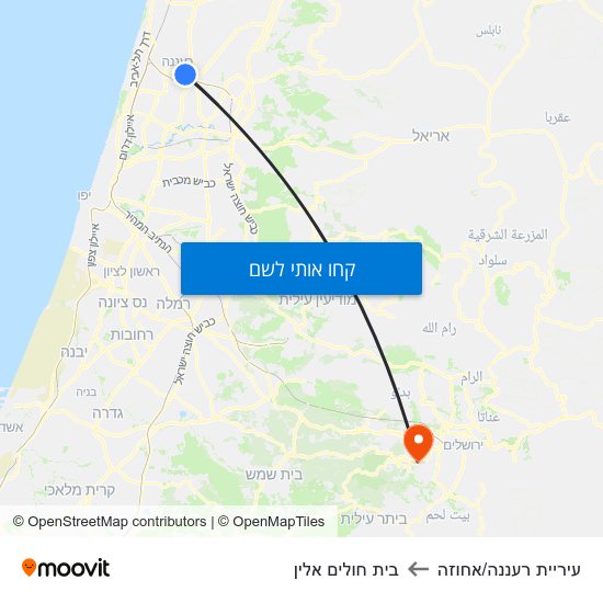 מפת עיריית רעננה/אחוזה לבית חולים אלין