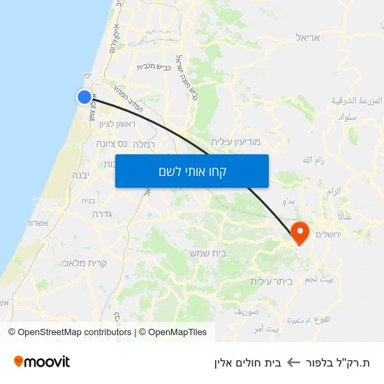 מפת ת.רק''ל בלפור לבית חולים אלין