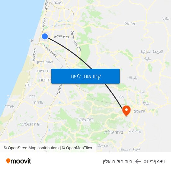 מפת ויצמן/ריינס לבית חולים אלין