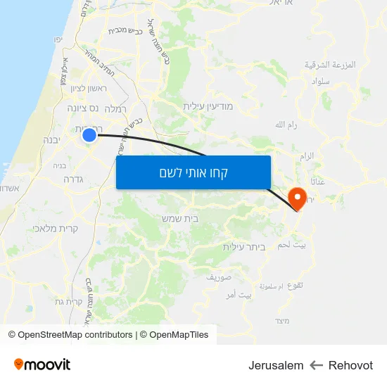 מפת Rehovot לJerusalem