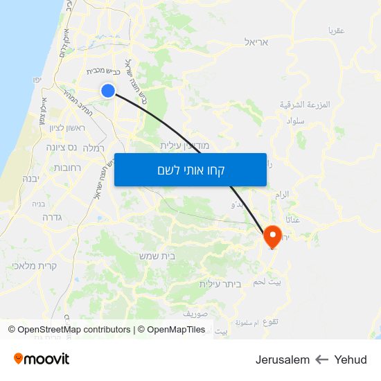 מפת Yehud לJerusalem