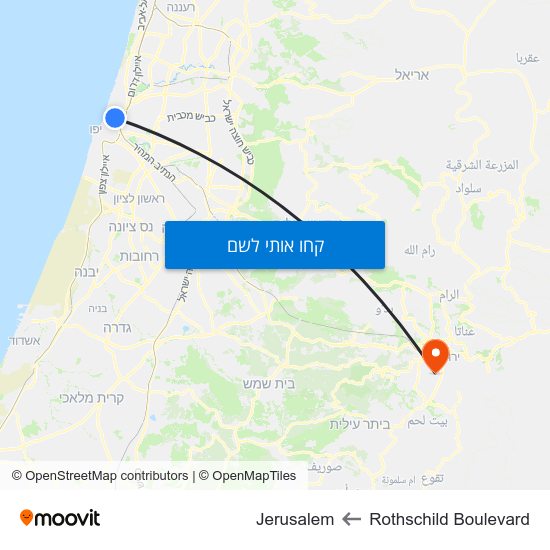 מפת Rothschild Boulevard לJerusalem