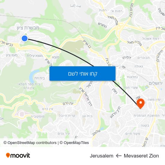 מפת Mevaseret Zion לMevaseret Zion