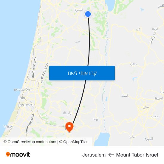 מפת Mount Tabor Israel לJerusalem
