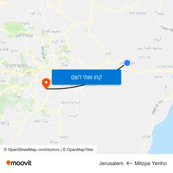 מפת Mitzpe Yeriho לJerusalem