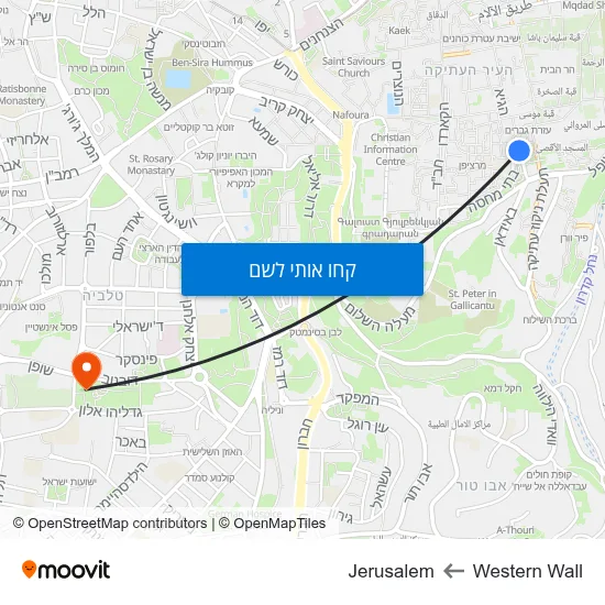 מפת Western Wall לJerusalem