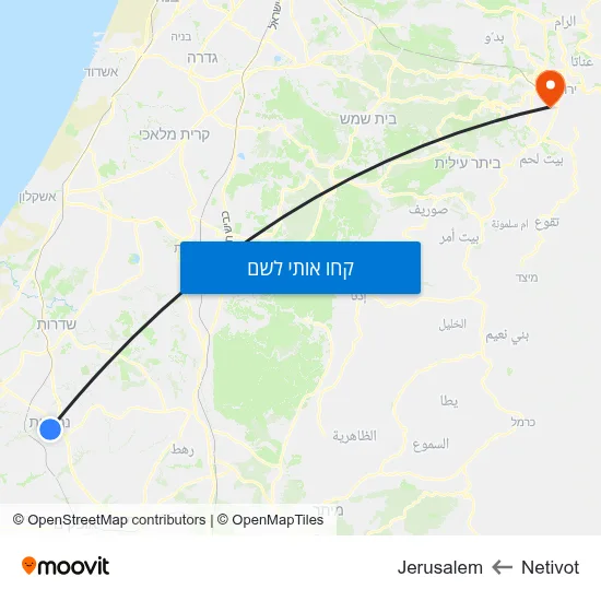 מפת Netivot לJerusalem