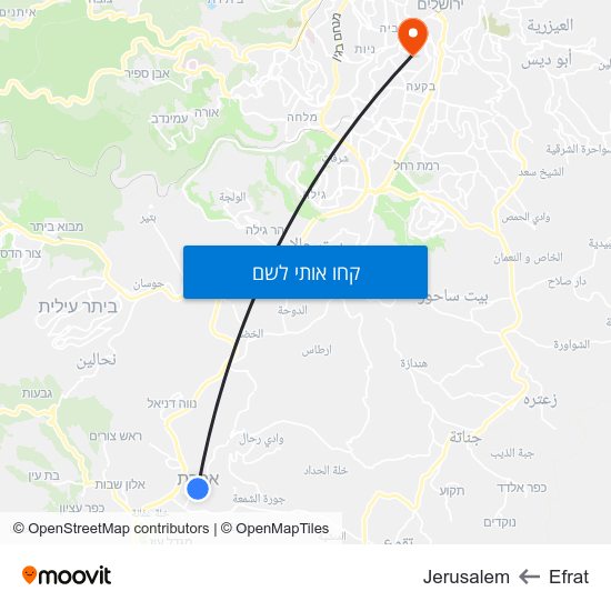 מפת Efrat לJerusalem
