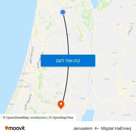 מפת Migdal HaEmeq לJerusalem