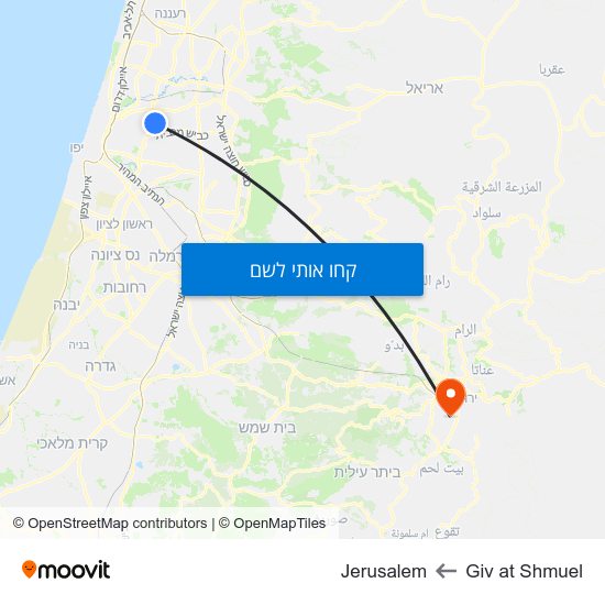 מפת Giv at Shmuel לJerusalem