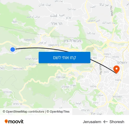 מפת Shoresh לJerusalem