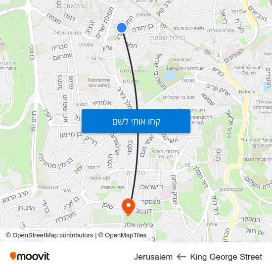 מפת King George Street לJerusalem