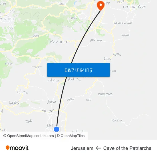 מפת Cave of the Patriarchs לJerusalem