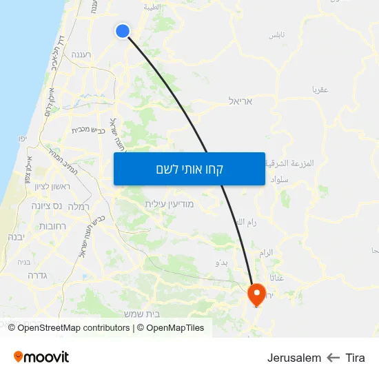 מפת Tira לJerusalem