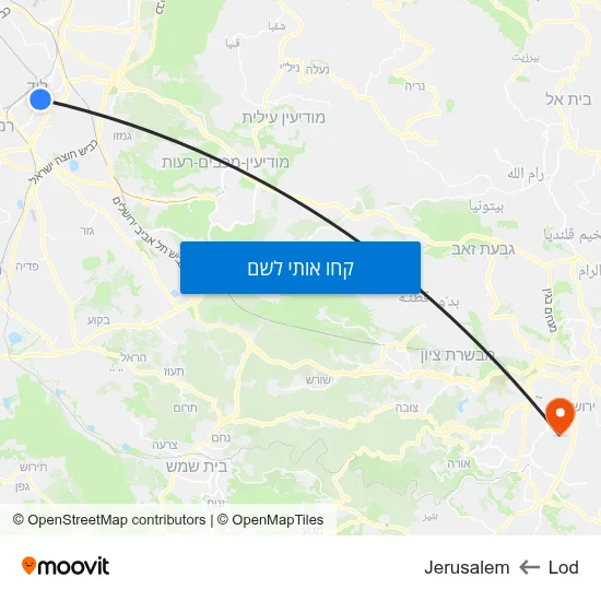 מפת Lod לJerusalem