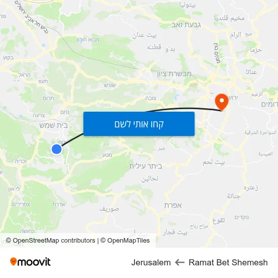 מפת Ramat Bet Shemesh לJerusalem