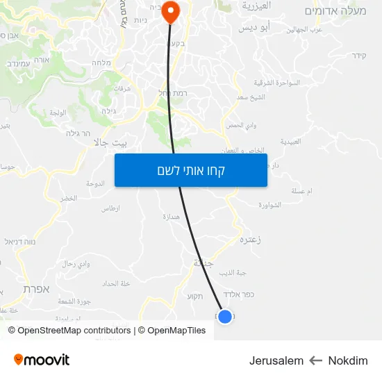 מפת Nokdim לJerusalem