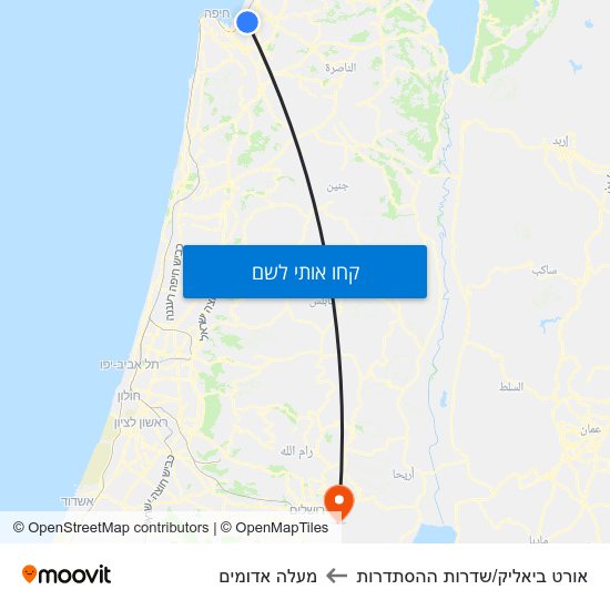 מפת אורט ביאליק/שדרות ההסתדרות למעלה אדומים