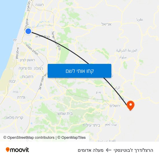 מפת הרצל/דרך ז'בוטינסקי למעלה אדומים