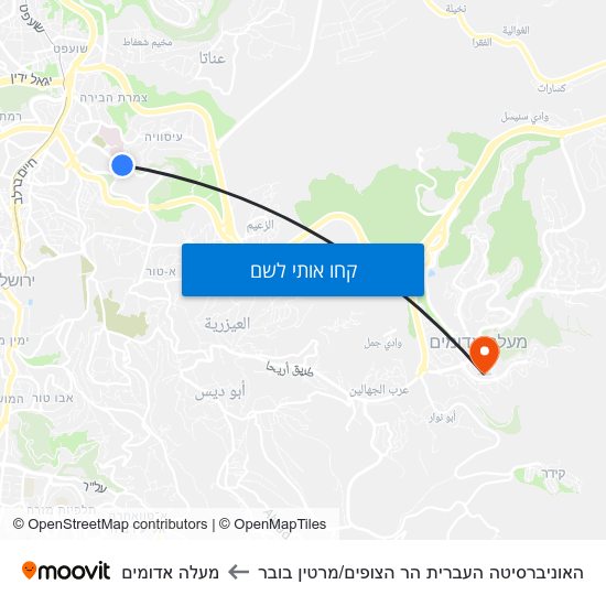 מפת האוניברסיטה העברית הר הצופים/מרטין בובר למעלה אדומים