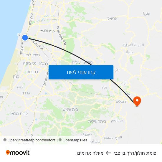 מפת צומת חולון/דרך בן צבי למעלה אדומים