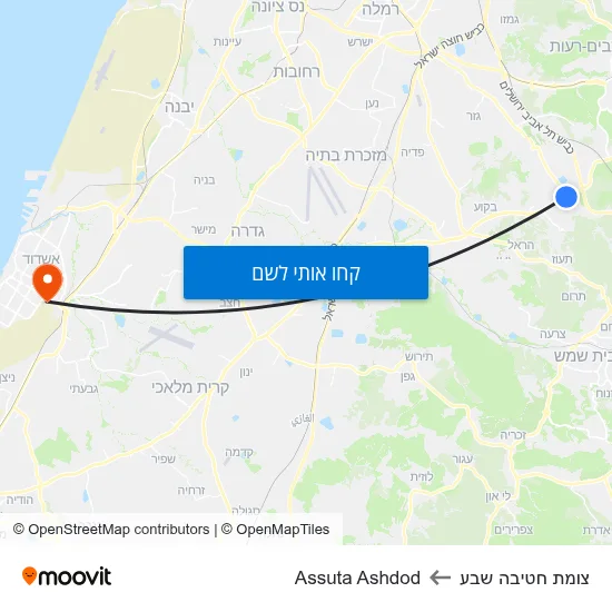 מפת צומת חטיבה שבע לAssuta Ashdod