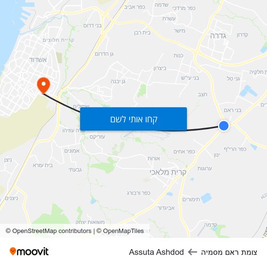 מפת צומת ראם מסמיה לAssuta Ashdod