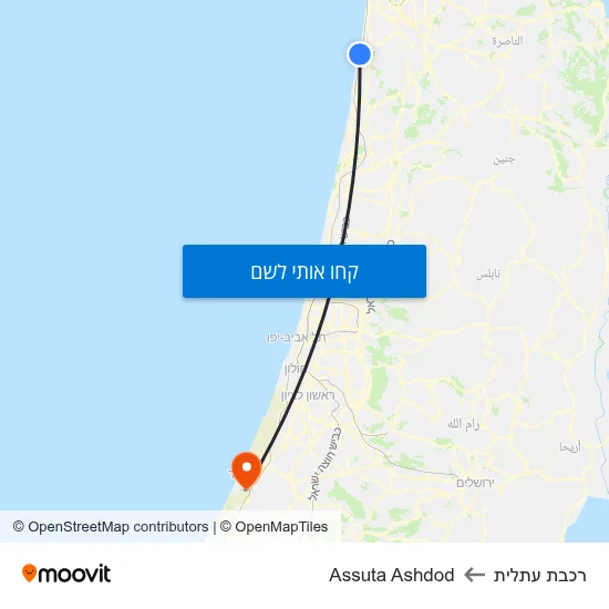 מפת רכבת עתלית לAssuta Ashdod