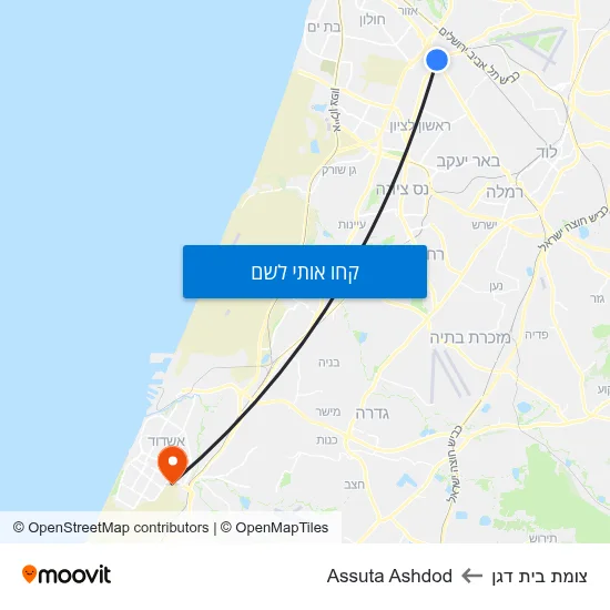 מפת צומת בית דגן לAssuta Ashdod