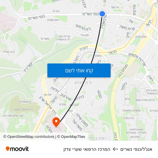 מפת אנג'ל/כנפי נשרים להמרכז הרפואי שערי צדק