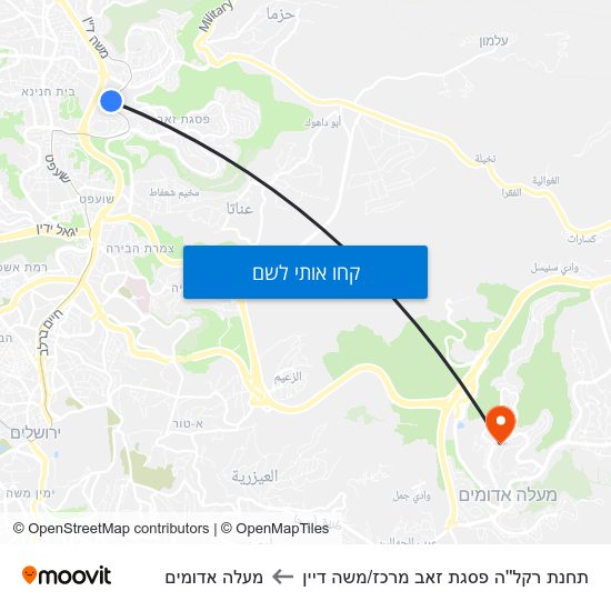 מפת תחנת רקל''ה פסגת זאב מרכז/משה דיין למעלה אדומים