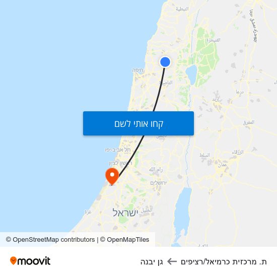 מפת ת. מרכזית כרמיאל/רציפים לגן יבנה