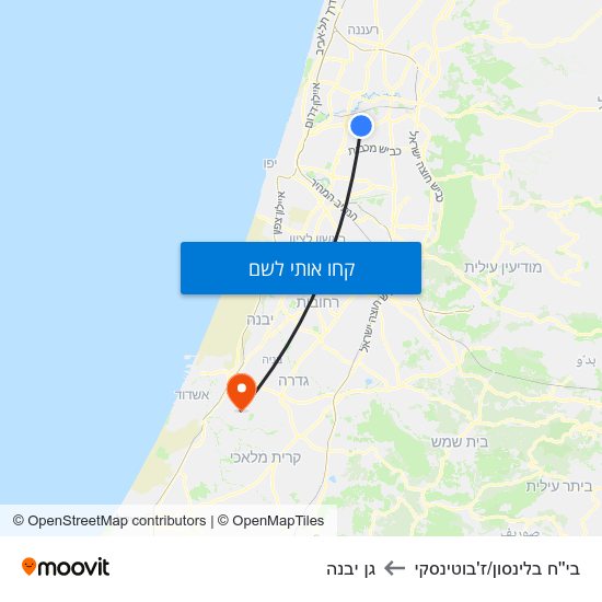 מפת בי''ח בלינסון/ז'בוטינסקי לגן יבנה