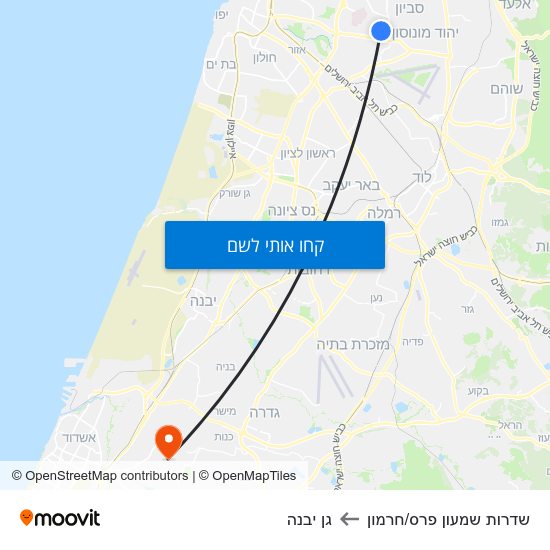 מפת שדרות שמעון פרס/חרמון לגן יבנה