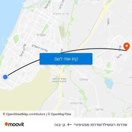 מפת שדרות רוטשילד/שדרות מונטיפיורי לגן יבנה