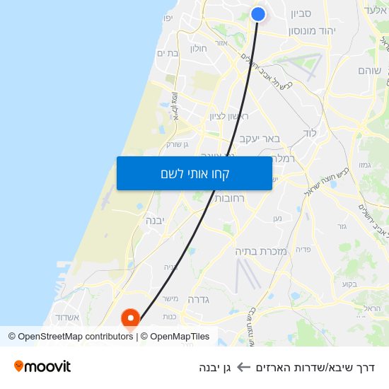 מפת דרך שיבא/שדרות הארזים לגן יבנה