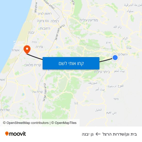 מפת בית וגן/שדרות הרצל לגן יבנה