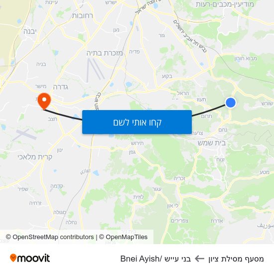 מפת מסעף מסילת ציון לבני עייש /Bnei Ayish