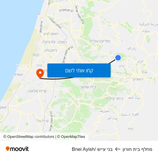 מפת מחלף בית חורון לבני עייש /Bnei Ayish