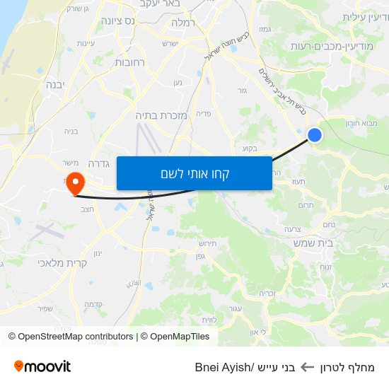 מפת מחלף לטרון לבני עייש /Bnei Ayish