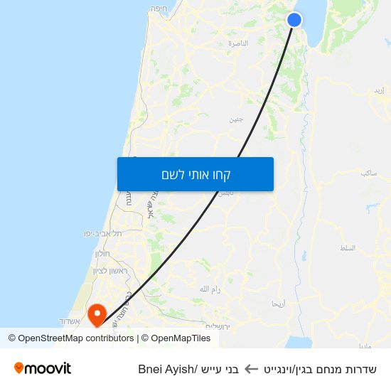 מפת שדרות מנחם בגין/וינגייט לבני עייש /Bnei Ayish