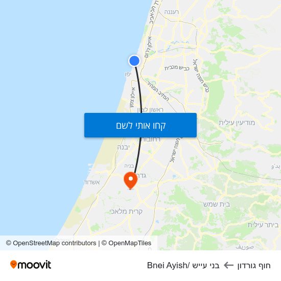 מפת חוף גורדון לבני עייש /Bnei Ayish