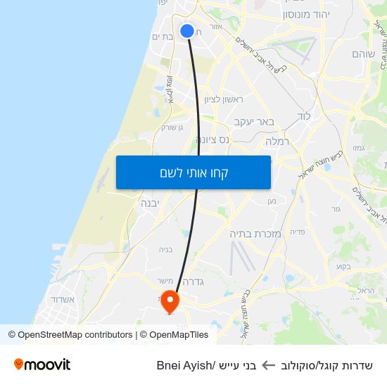 מפת שדרות קוגל/סוקולוב לבני עייש /Bnei Ayish