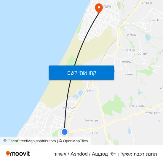 מפת תחנת רכבת אשקלון לAshdod / Ашдод / אשדוד