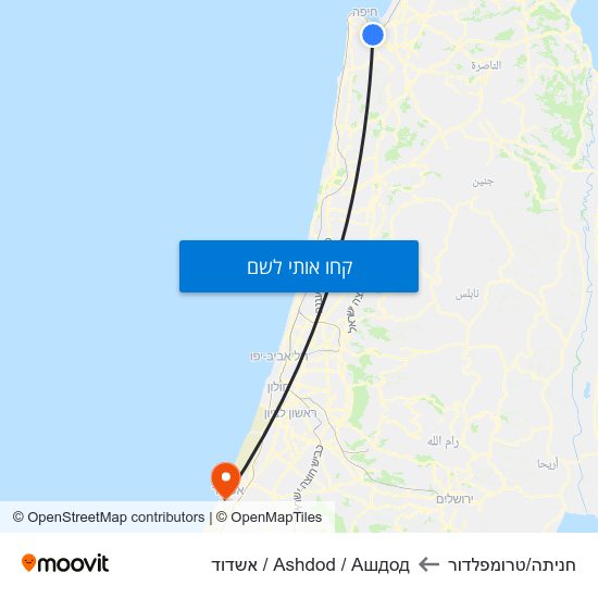 מפת חניתה/טרומפלדור לAshdod / Ашдод / אשדוד