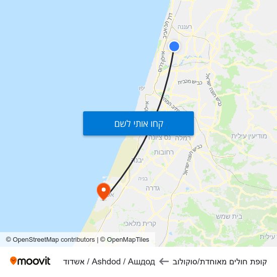 מפת קופת חולים מאוחדת/סוקולוב לAshdod / Ашдод / אשדוד